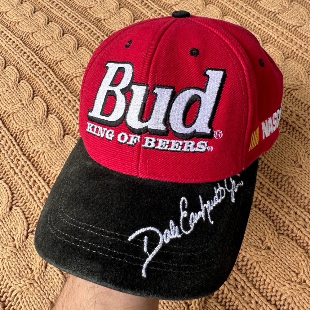 Budweiser Dale Earnhardt Jr #8 NASCAR Hat Red Black Y2K Racing Cap